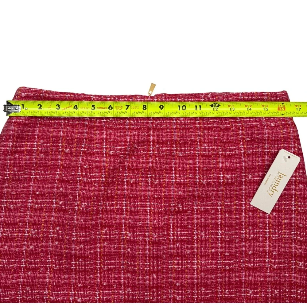 Laundry by‎ Shelli Segal Mini Skirt Womens 10 Pink Tweed Frayed Fringe Lined NWT